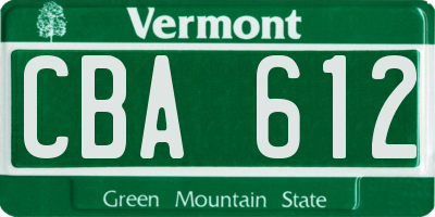 VT license plate CBA612