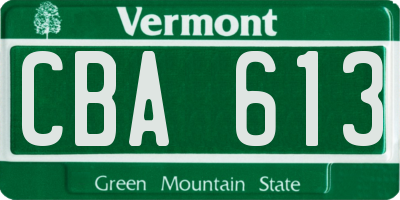 VT license plate CBA613