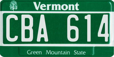 VT license plate CBA614