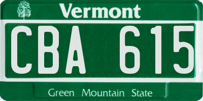 VT license plate CBA615