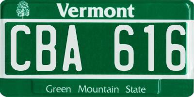 VT license plate CBA616