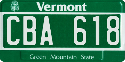 VT license plate CBA618