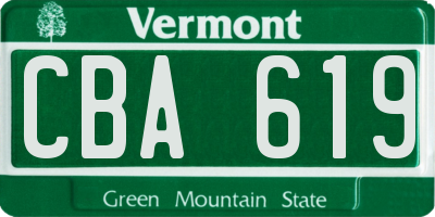 VT license plate CBA619