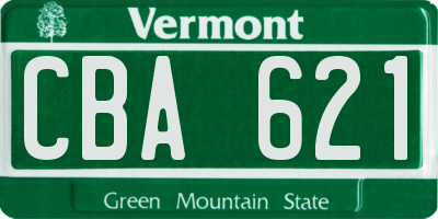 VT license plate CBA621