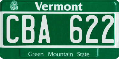 VT license plate CBA622