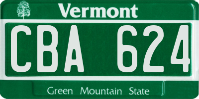 VT license plate CBA624
