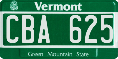 VT license plate CBA625