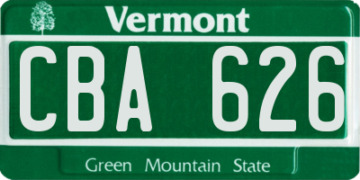 VT license plate CBA626