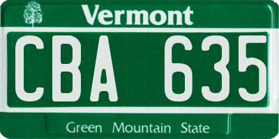 VT license plate CBA635