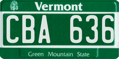 VT license plate CBA636