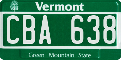 VT license plate CBA638
