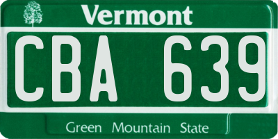 VT license plate CBA639