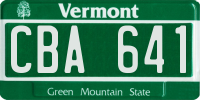 VT license plate CBA641