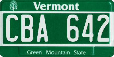 VT license plate CBA642
