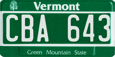 VT license plate CBA643