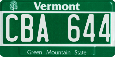 VT license plate CBA644