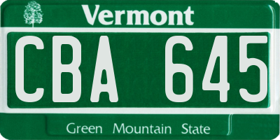 VT license plate CBA645