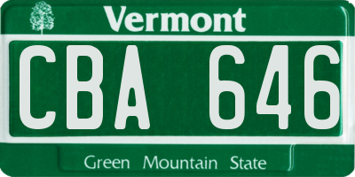 VT license plate CBA646