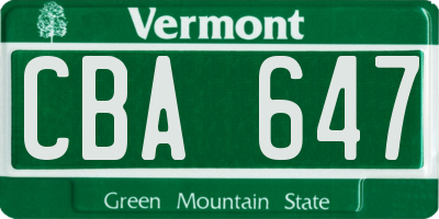VT license plate CBA647