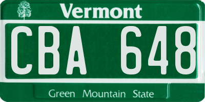 VT license plate CBA648