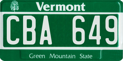 VT license plate CBA649