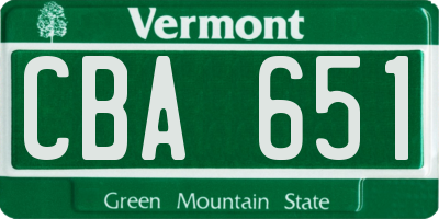 VT license plate CBA651