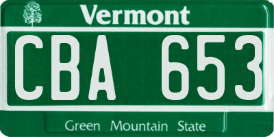 VT license plate CBA653