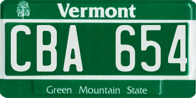 VT license plate CBA654