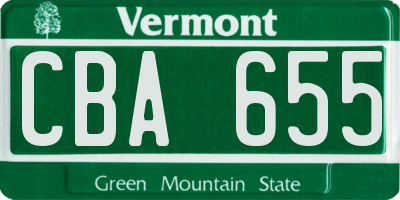 VT license plate CBA655