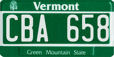 VT license plate CBA658
