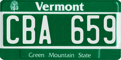 VT license plate CBA659