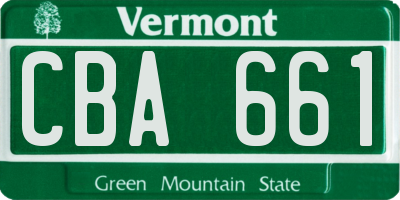 VT license plate CBA661