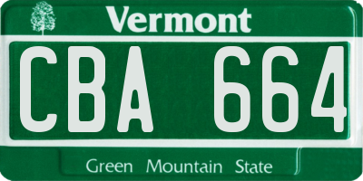 VT license plate CBA664