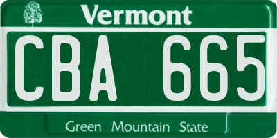 VT license plate CBA665