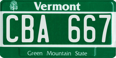 VT license plate CBA667