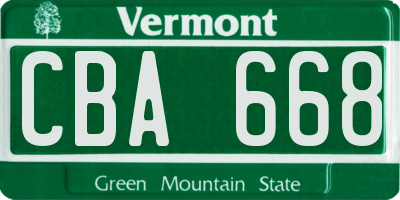 VT license plate CBA668