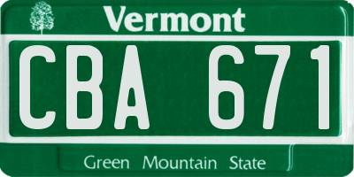 VT license plate CBA671