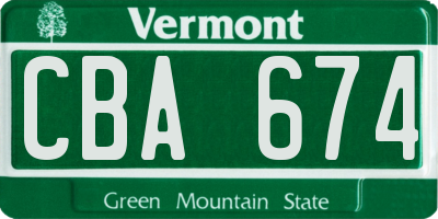 VT license plate CBA674