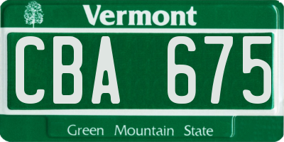 VT license plate CBA675