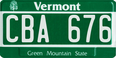 VT license plate CBA676