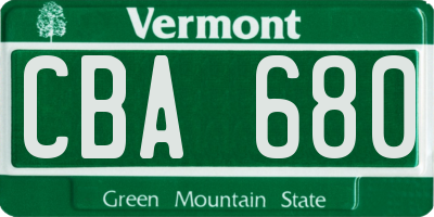 VT license plate CBA680