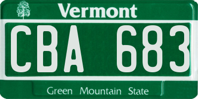 VT license plate CBA683