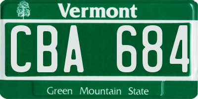 VT license plate CBA684