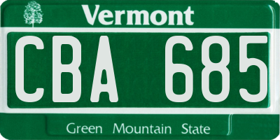 VT license plate CBA685