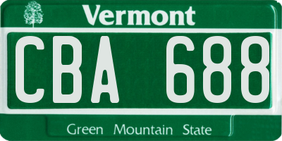 VT license plate CBA688