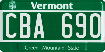 VT license plate CBA690