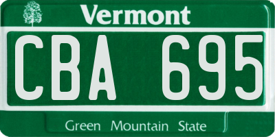 VT license plate CBA695