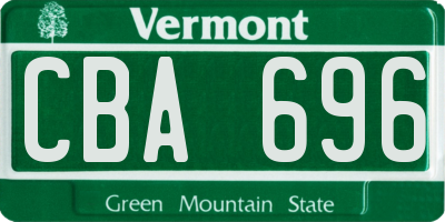 VT license plate CBA696