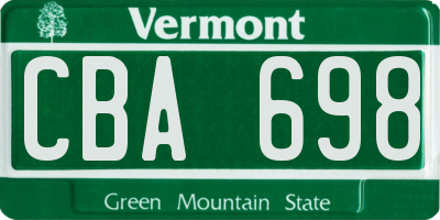 VT license plate CBA698