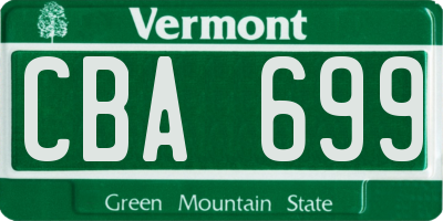 VT license plate CBA699